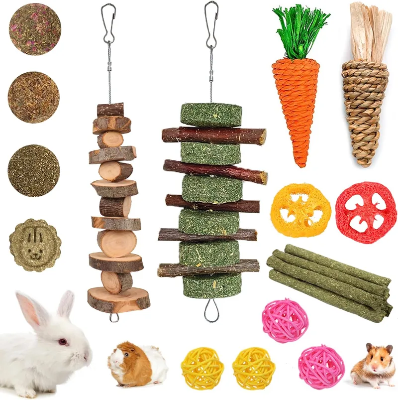 Bunny Chew Toys - Apple Wood & Grass for Small Pets
