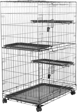 Tier Cat Cage with Wheels & Tray