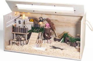 " Small Animal Cage - Wood & Acrylic View